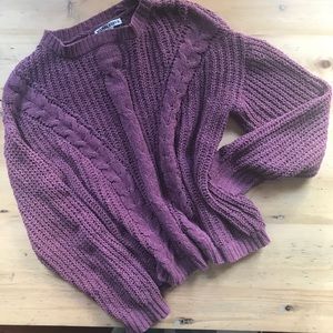 Moral Fiber Medium mauve cozy chenille cable screw neck sweater